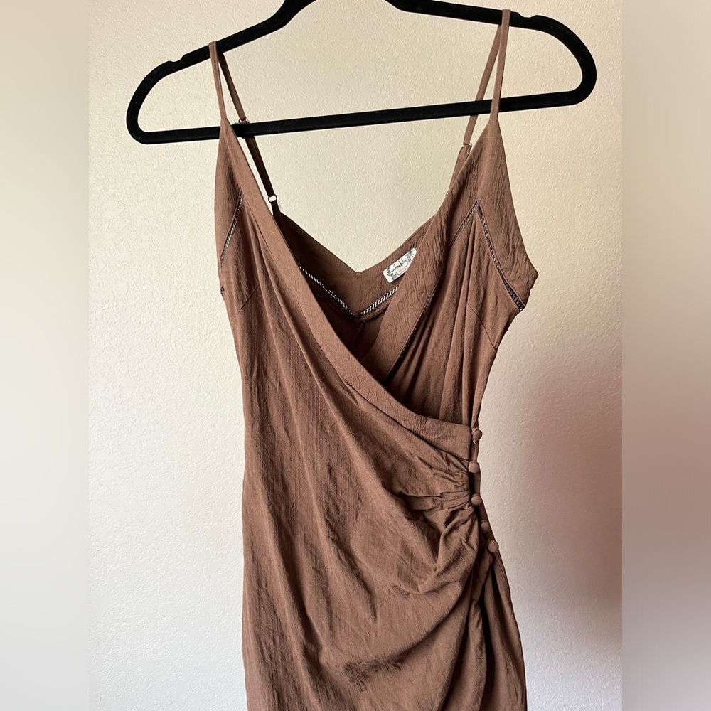 Free People brown wrap front dress